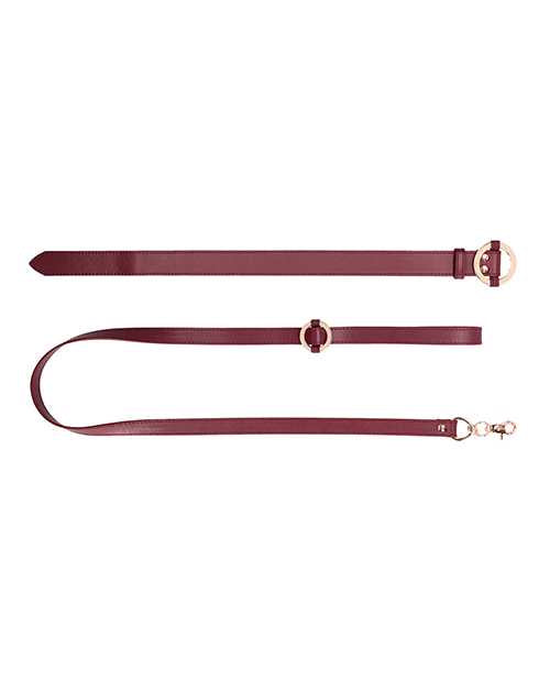 Shots Ouch Halo Collar w/Leash - Burgundy