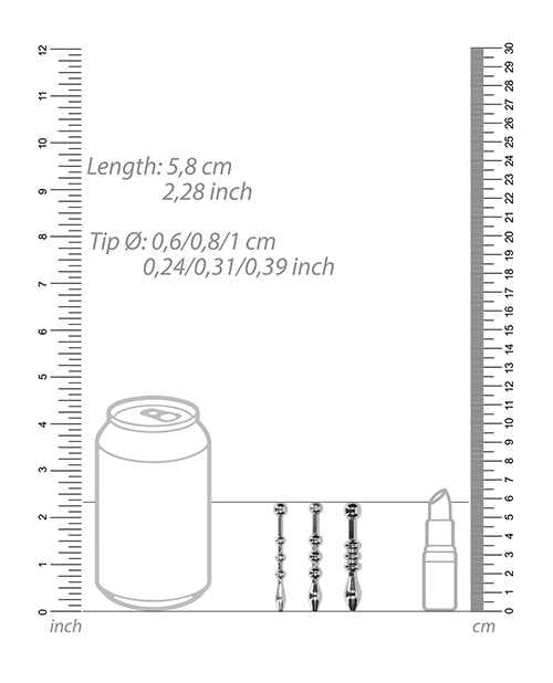 Shots Ouch Urethral Sounding Metal Plug Set - 58mm