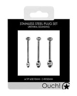 Shots Ouch Urethral Sounding Metal Plug Set - 49/50mm