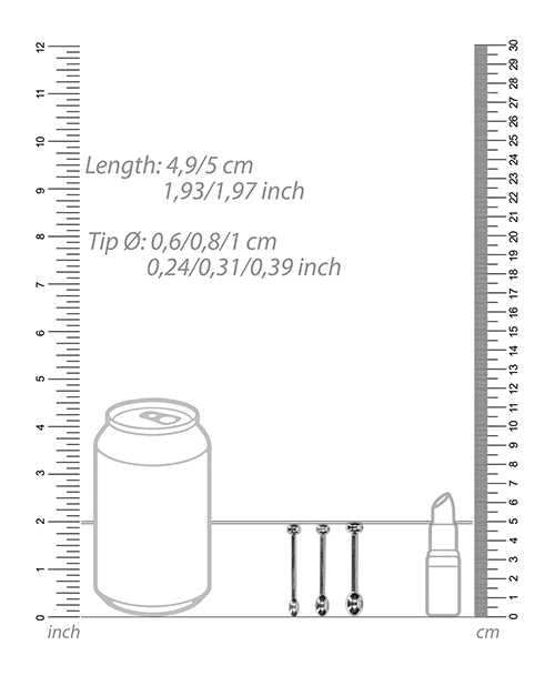 Shots Ouch Urethral Sounding Metal Plug Set - 49/50mm