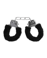 Ouch! Beginner`s Furry Hand Cuffs with Quick Release Button - Black