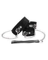 Ouch! Velcro Collar with Leash and Hand Cuffs - Black