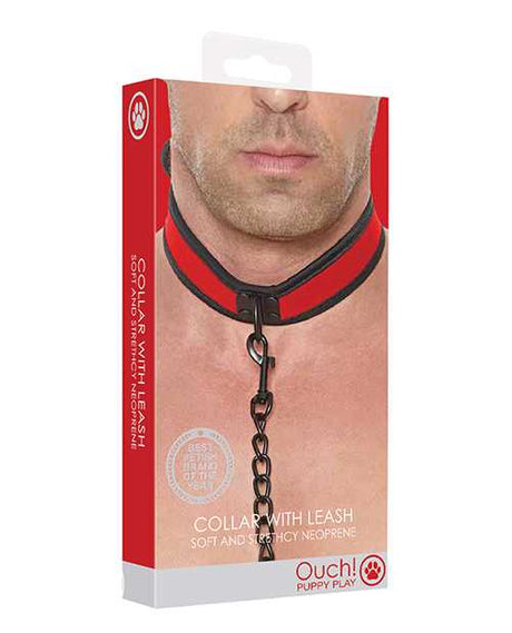 Shots Ouch Puppy Play Puppy Collar w/Leash - Red