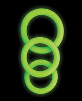 Ouch! Cock Ring Silicone Set (3pc) Glow in the Dark - Green