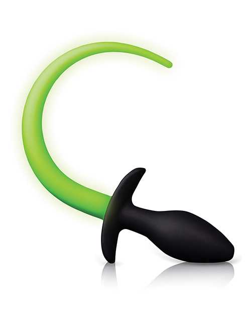 Ouch! Puppy Tail Silicone Plug Glow in the Dark - Green
