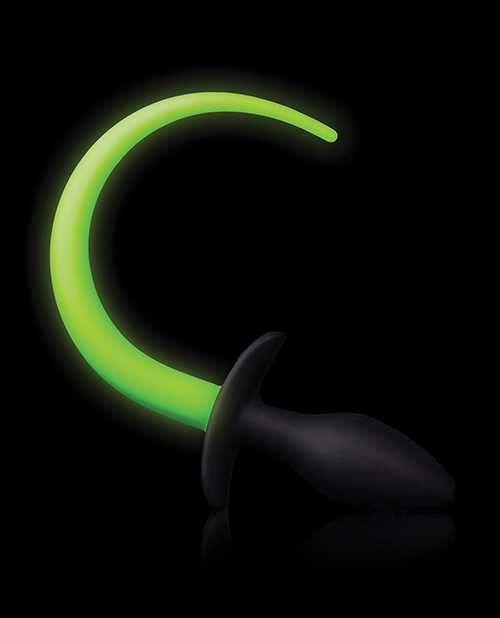 Ouch! Puppy Tail Silicone Plug Glow in the Dark - Green