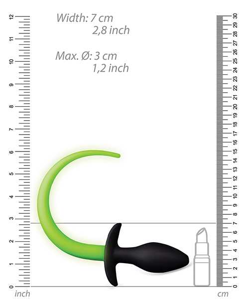 Ouch! Puppy Tail Silicone Plug Glow in the Dark - Green