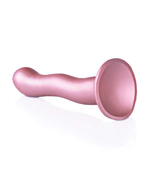 Ouch! Ultra Soft Curvy G-Spot Silicone Dildo 7in - Mettalic Rose Gold