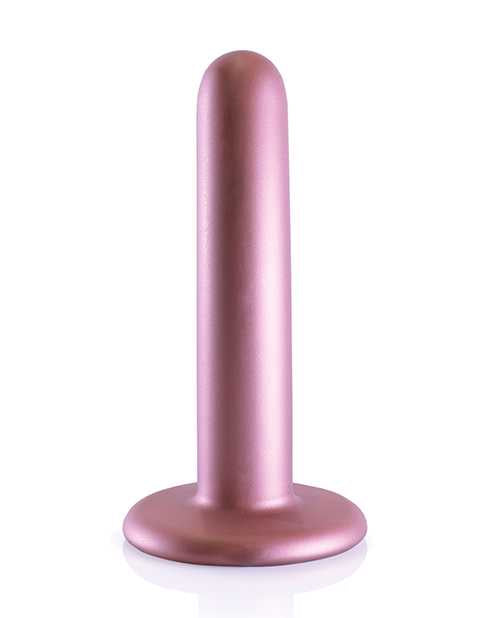 Ouch! Smooth G-Spot Silicone Dildo 5in - Metallic Rose Gold