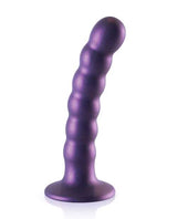 Ouch! Beaded G-Spot Silicone Dildo 5in - Metallic Purple