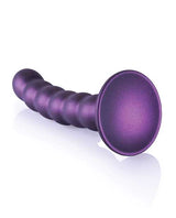 Ouch! Beaded G-Spot Silicone Dildo 5in - Metallic Purple