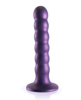 Ouch! Beaded G-Spot Silicone Dildo 5in - Metallic Purple