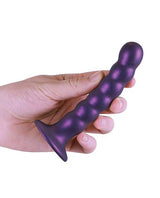 Ouch! Beaded G-Spot Silicone Dildo 5in - Metallic Purple