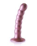 Ouch! Beaded G-Spot Silicone Dildo 5in - Metallic Rose Gold