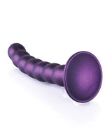 Ouch! Beaded G-Spot Silicone Dildo 6.5in - Metallic Purple