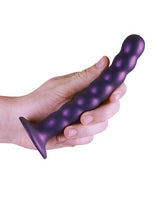 Ouch! Beaded G-Spot Silicone Dildo 6.5in - Metallic Purple