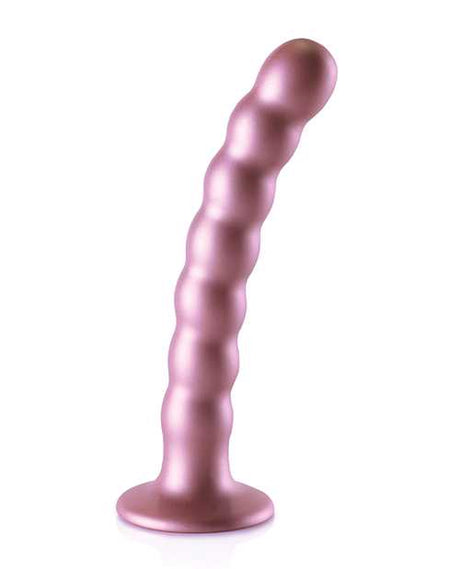 Ouch! Beaded G-Spot Silicone Dildo 6.5in - Metallic Rose Gold