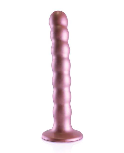 Ouch! Beaded G-Spot Silicone Dildo 6.5in - Metallic Rose Gold