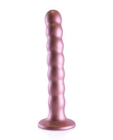 Ouch! Beaded G-Spot Silicone Dildo 6.5in - Metallic Rose Gold