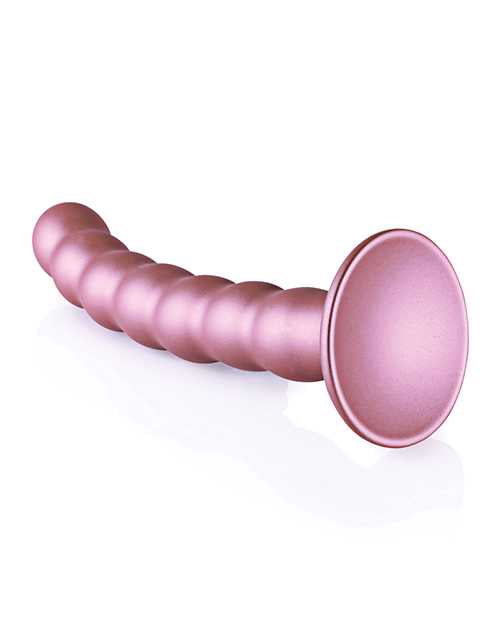 Ouch! Beaded G-Spot Silicone Dildo 6.5in - Metallic Rose Gold