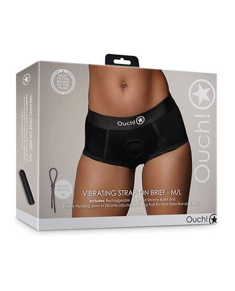 Shots Ouch Vibrating Strap On Brief - Black M/L