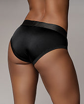 Ouch! Vibrating Strap-On High-Cut Brief with Rechargeable Bullet - M/L - Black
