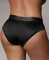 Ouch! Vibrating Strap-On High-Cut Brief with Rechargeable Bullet - XL/2XL - Black