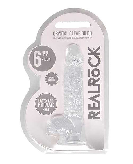 Shots RealRock Realistic Crystal Clear 6" Dildo w/Balls -  Transparent Clear