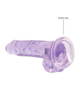 RealRock Crystal Clear Dildo with Balls 7in - Purple