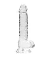 RealRock Crystal Clear Dildo with Balls 7in - Clear