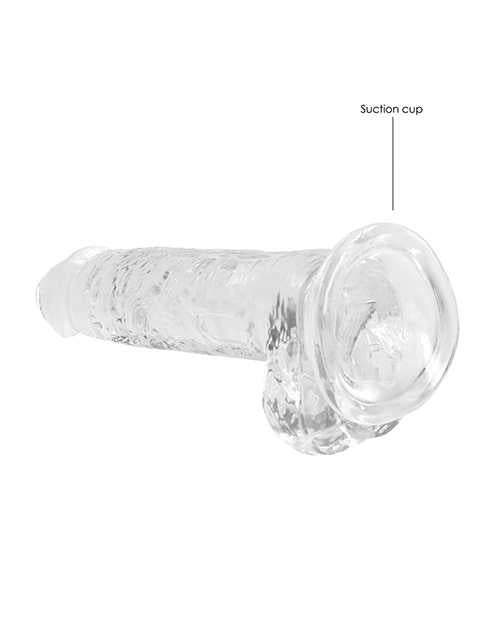 RealRock Crystal Clear Dildo with Balls 7in - Clear