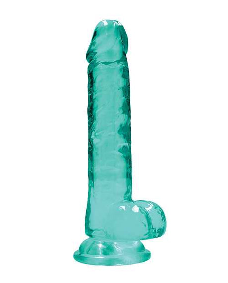 Shots RealRock Realistic Crystal Clear 7" Dildo w/Balls - Turquoise