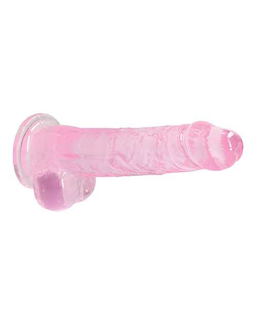 RealRock Crystal Clear Dildo with Balls 8in - Pink