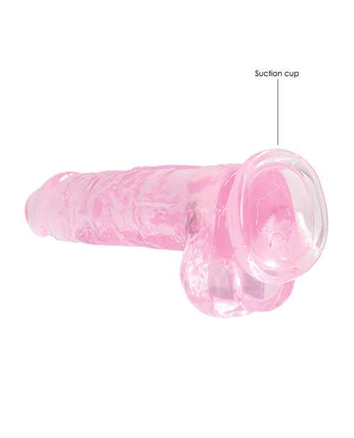 RealRock Crystal Clear Dildo with Balls 8in - Pink