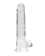 RealRock Crystal Clear Dildo with Balls 8in - Clear