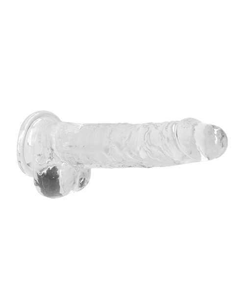 RealRock Crystal Clear Dildo with Balls 8in - Clear