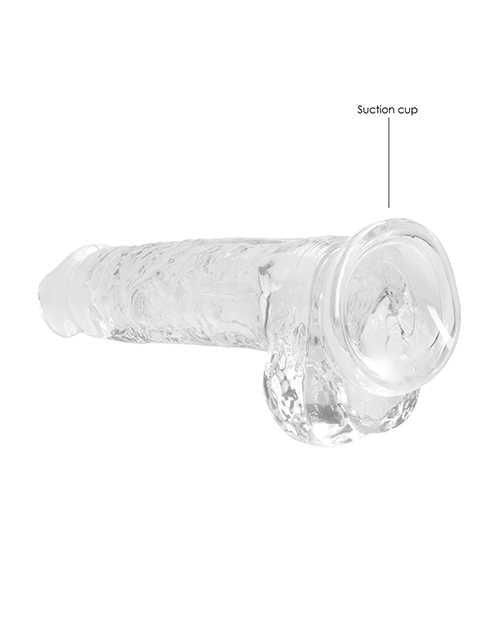 RealRock Crystal Clear Dildo with Balls 8in - Clear