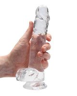 RealRock Crystal Clear Dildo with Balls 8in - Clear