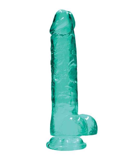 Shots RealRock Realistic Crystal Clear 8" Dildo w/Balls - Turquoise