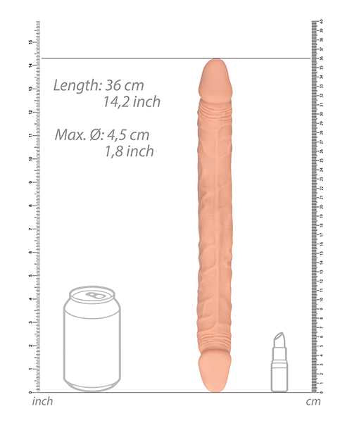 RealRock Skin Realistic Double Dildo 14in - Vanilla