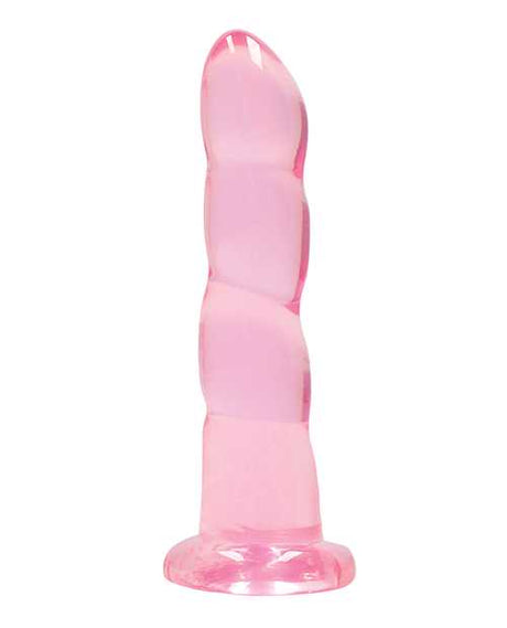 RealRock Crystal Clear Non Realistic Dildo with Suction Cup 7in - Pink