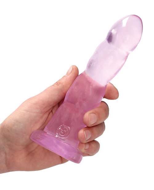 RealRock Crystal Clear Non Realistic Dildo with Suction Cup 7in - Pink