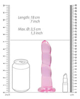 RealRock Crystal Clear Non Realistic Dildo with Suction Cup 7in - Pink