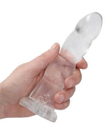 RealRock Crystal Clear Non Realistic Dildo with Suction Cup 7in - Clear