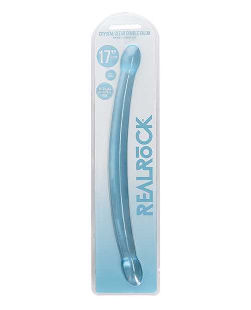 Shots RealRock Crystal Clear 17" Double Dildo  - Blue