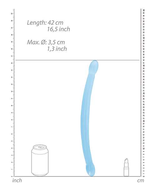 Shots RealRock Crystal Clear 17" Double Dildo - Blue