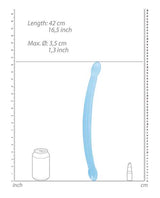 Shots RealRock Crystal Clear 17" Double Dildo - Blue