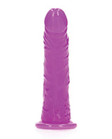 RealRock Slim Glow in the Dark Dildo with Suction Cup 6in - Purple