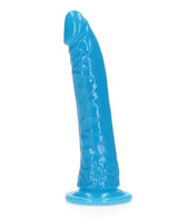 Shots RealRock 7" Slim Dildo Glow in the Dark - Neon Blue