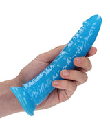 Shots RealRock 7" Slim Dildo Glow in the Dark - Neon Blue